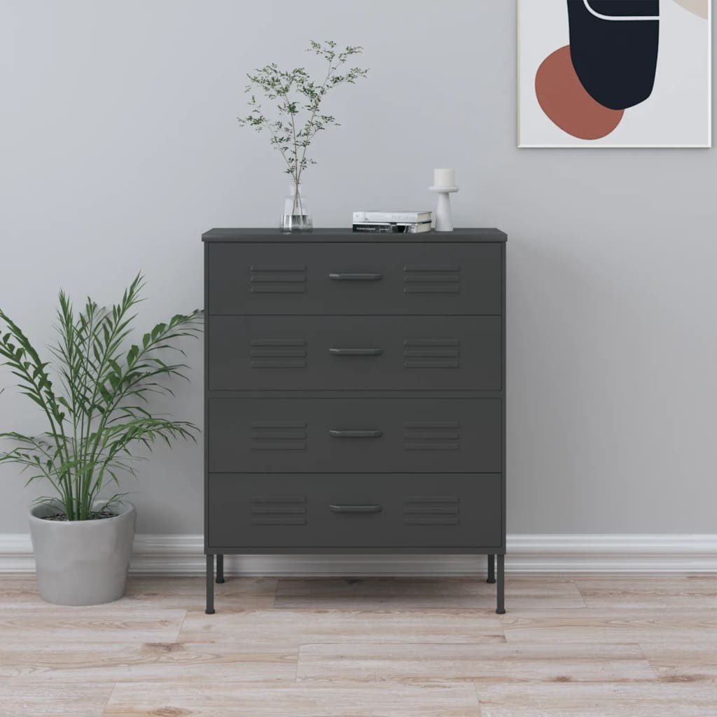 Chest of drawers anthracite 80x35x101.5 cm steel