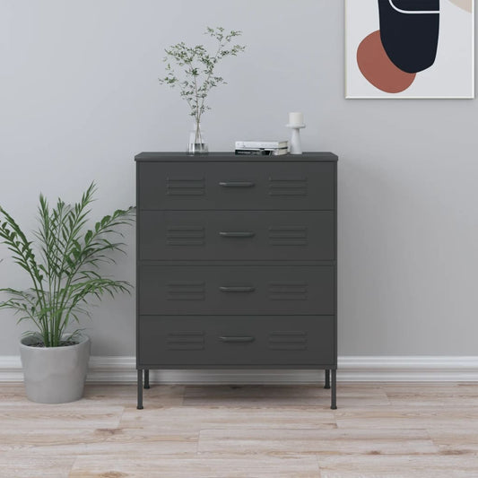 Chest of drawers anthracite 80x35x101.5 cm steel