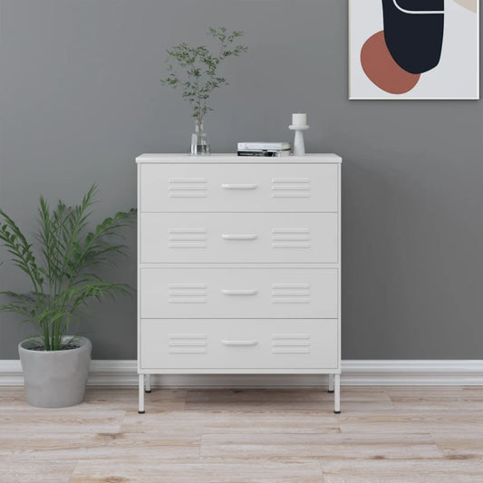 Chest of drawers white 80x35x101.5 cm steel