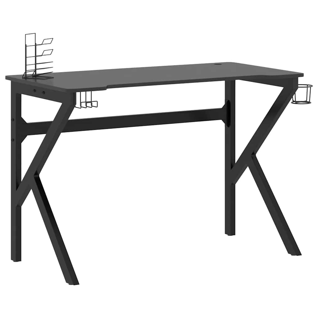 Game table with K-shaped legs black 110x60x75 cm
