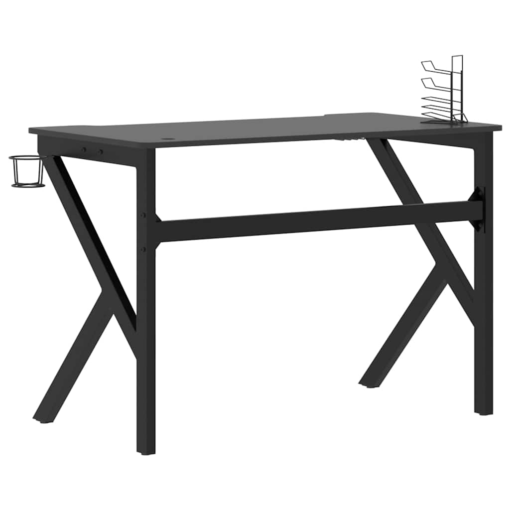 Game table with K-shaped legs black 110x60x75 cm