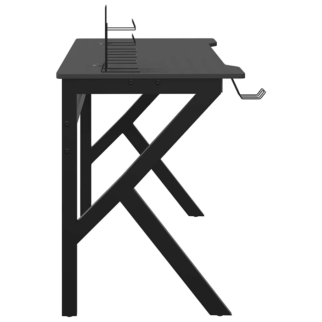 Game table with K-shaped legs black 110x60x75 cm