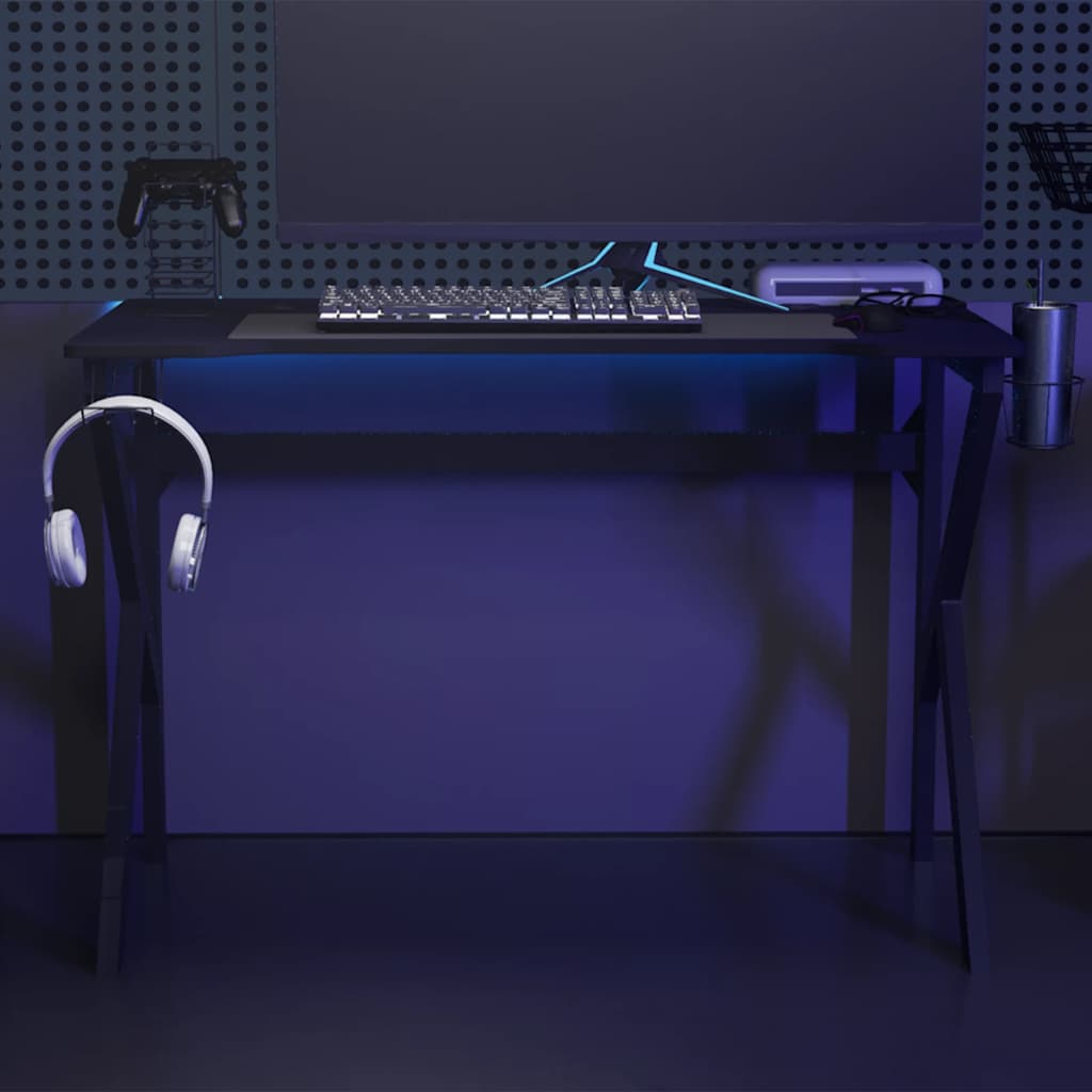 Game table with K-shaped legs black 110x60x75 cm