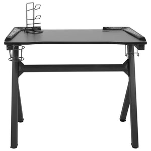 Gaming table LED with Y-shape black 90x60x75 cm