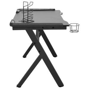 Gaming table LED with Y-shape black 90x60x75 cm