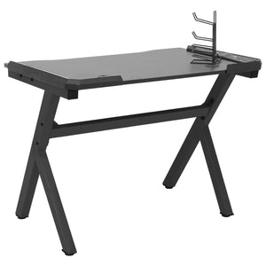 Gaming table LED with Y-shape black 90x60x75 cm