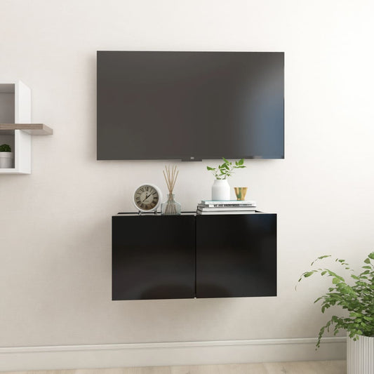Hanging TV bench black 60x30x30 cm