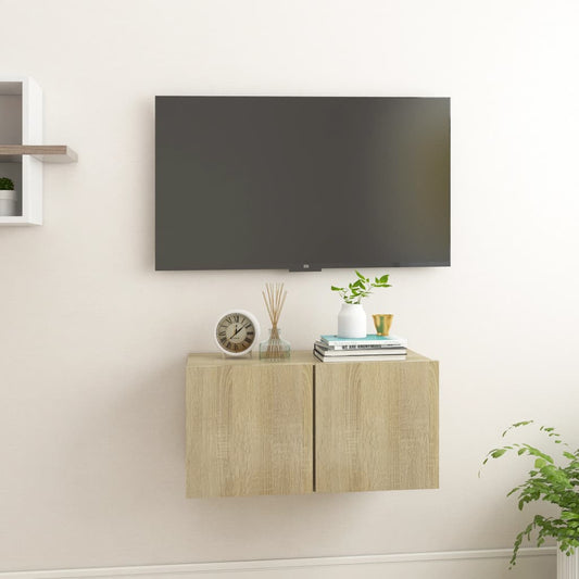 Hanging TV bench sonoma oak 60x30x30 cm