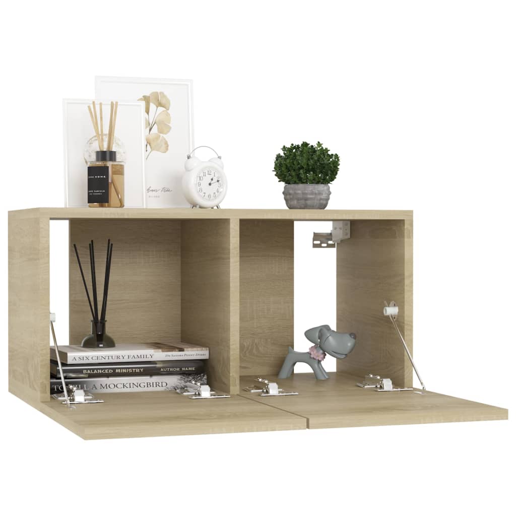 Hanging TV benches 2 pcs sonoma oak 60x30x30 cm