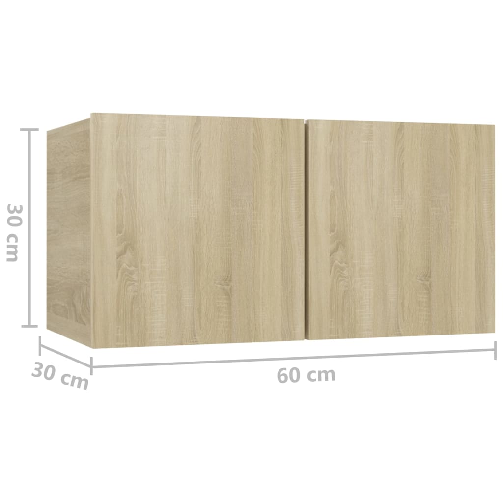 Hanging TV benches 2 pcs sonoma oak 60x30x30 cm