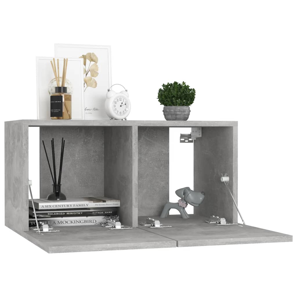 Hanging TV benches 3 pcs concrete grey 60x30x30 cm