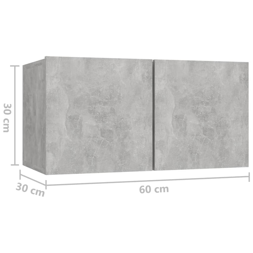 Hanging TV benches 3 pcs concrete grey 60x30x30 cm