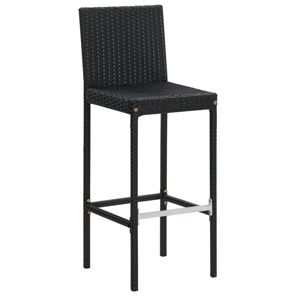 Outdoor bar stools with cushions 4 pcs black poly rattan