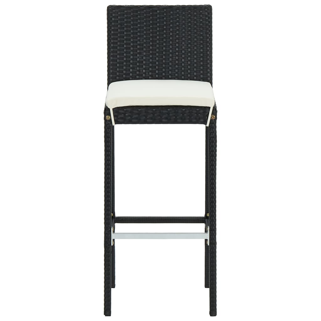 Outdoor bar stools with cushions 4 pcs black poly rattan