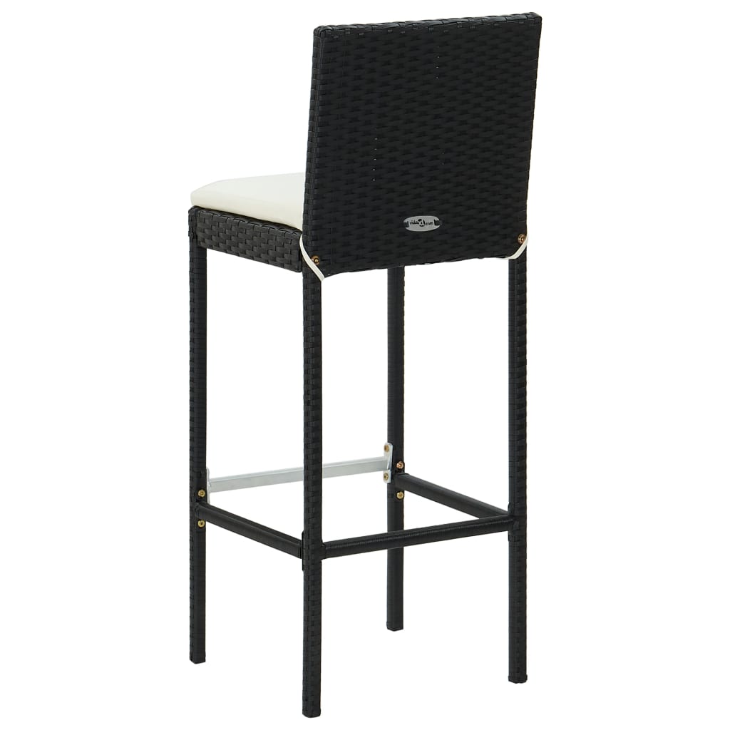 Outdoor bar stools with cushions 4 pcs black poly rattan
