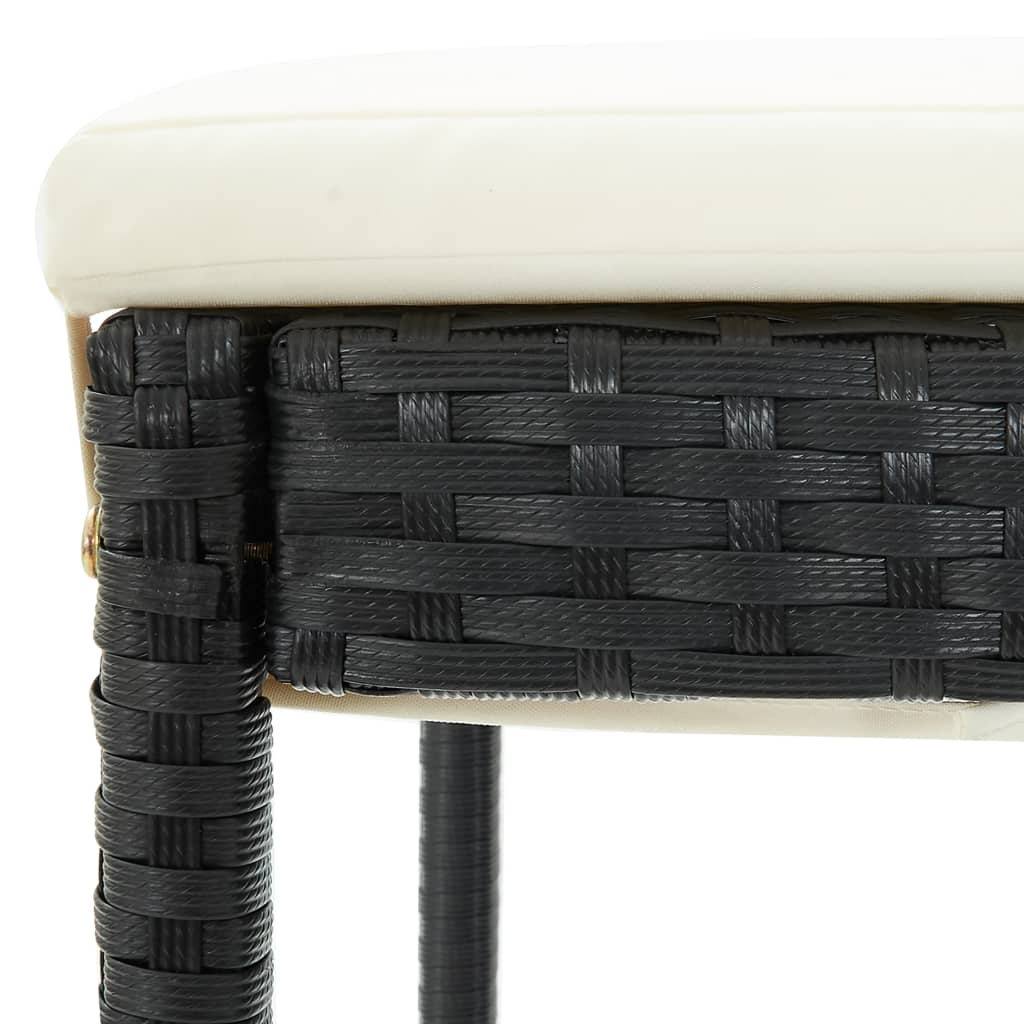 Outdoor bar stools with cushions 4 pcs black poly rattan