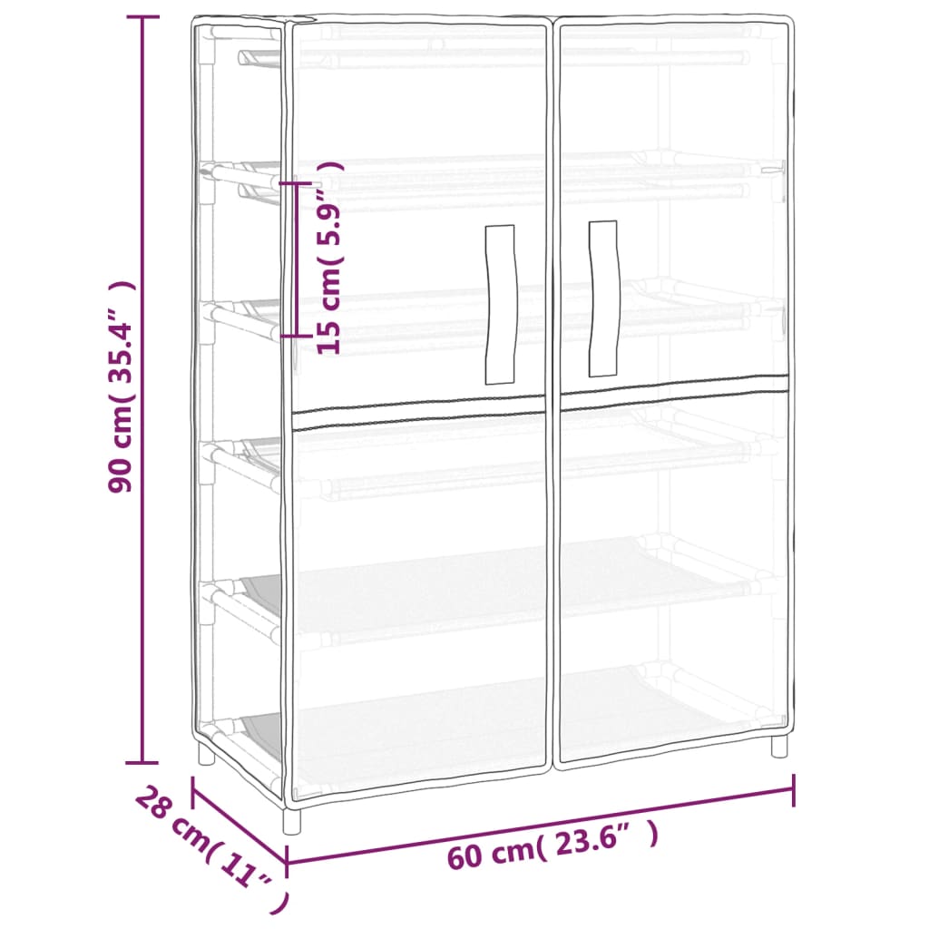Shoe cabinet cream white 60x28x90 cm fabric