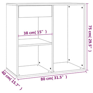 Makeup cabinet concrete gray 80x40x75 cm engineered wood