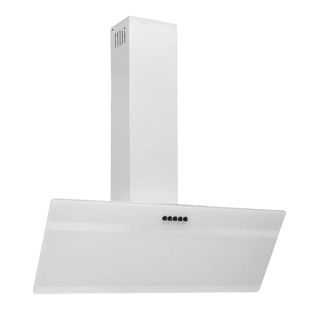 Wall-mounted kitchen hood 90 cm steel and tempered glass white