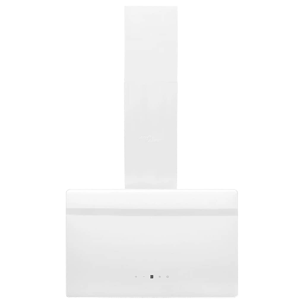 Wall-mounted kitchen hood 60 cm steel and tempered glass white