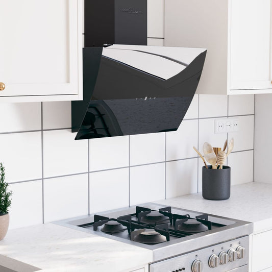 Wall-mounted kitchen hood 60 cm steel and tempered glass black