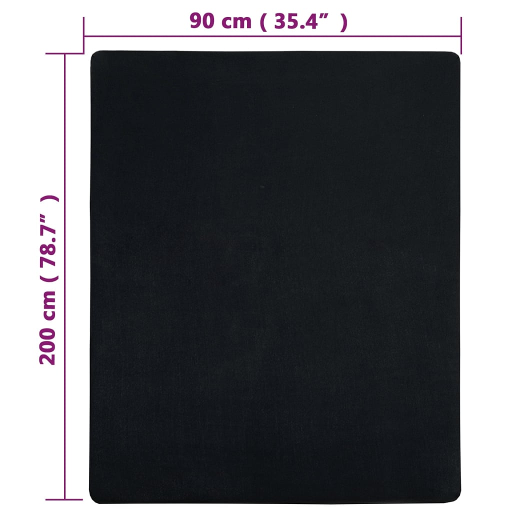 Jersey sheet black 90x200 cm cotton