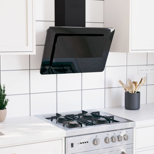 Wall-mounted kitchen hood 60 cm stainless steel and tempered glass