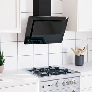 Wall-mounted kitchen hood 60 cm stainless steel and tempered glass
