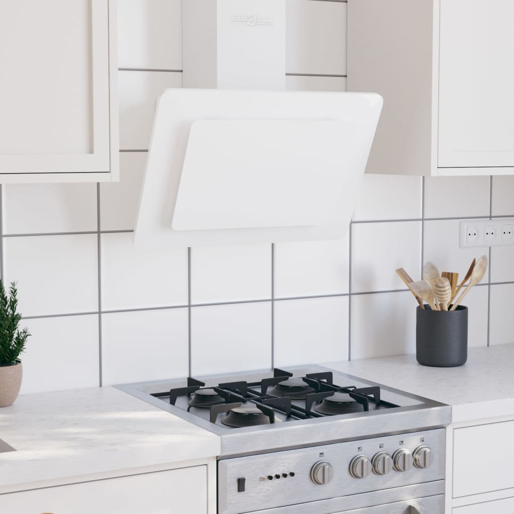 Wall-mounted kitchen hood 60 cm stainless steel and tempered glass