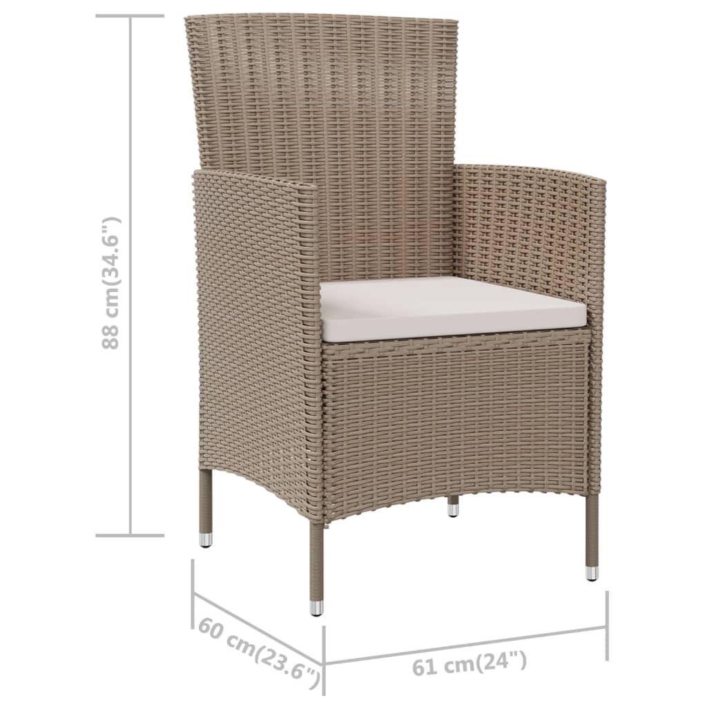 Garden chairs with cushions 2 pcs poly rattan beige