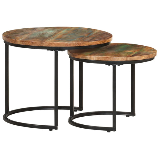 Stacking table 2 pcs reclaimed solid wood