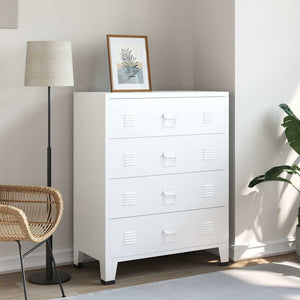 Industrial chest of drawers white 78x40x93 cm metal