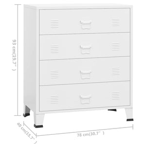 Industrial chest of drawers white 78x40x93 cm metal