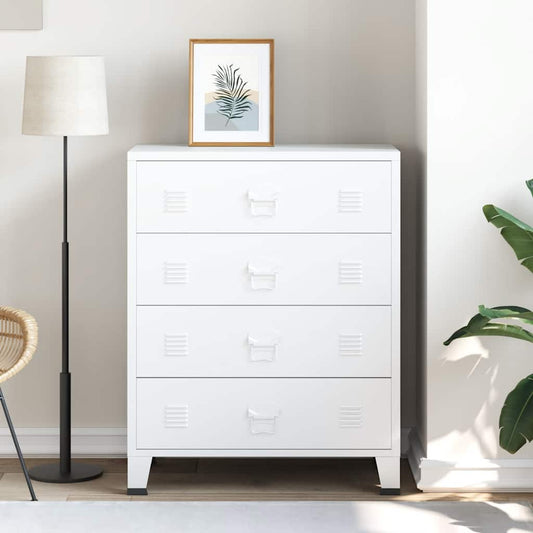 Industrial chest of drawers white 78x40x93 cm metal