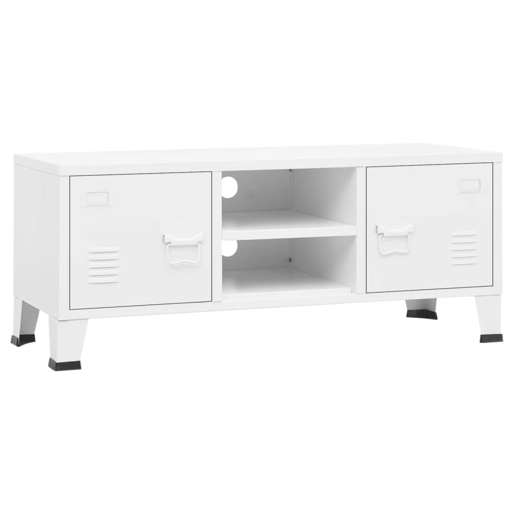 Industrial TV bench 105x35x42 cm metal white