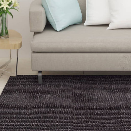 Rug natural sisal 80x300 cm black