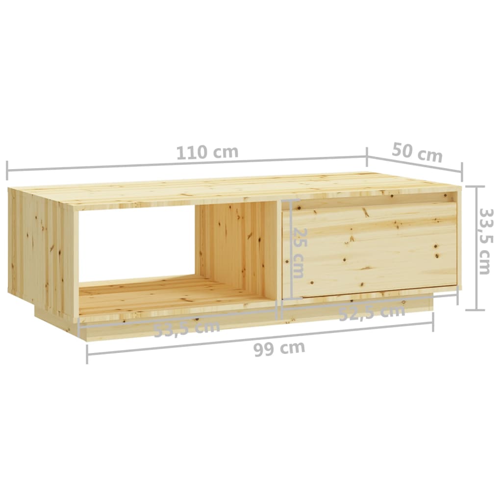 Coffee table 110x50x33.5 cm solid spruce wood