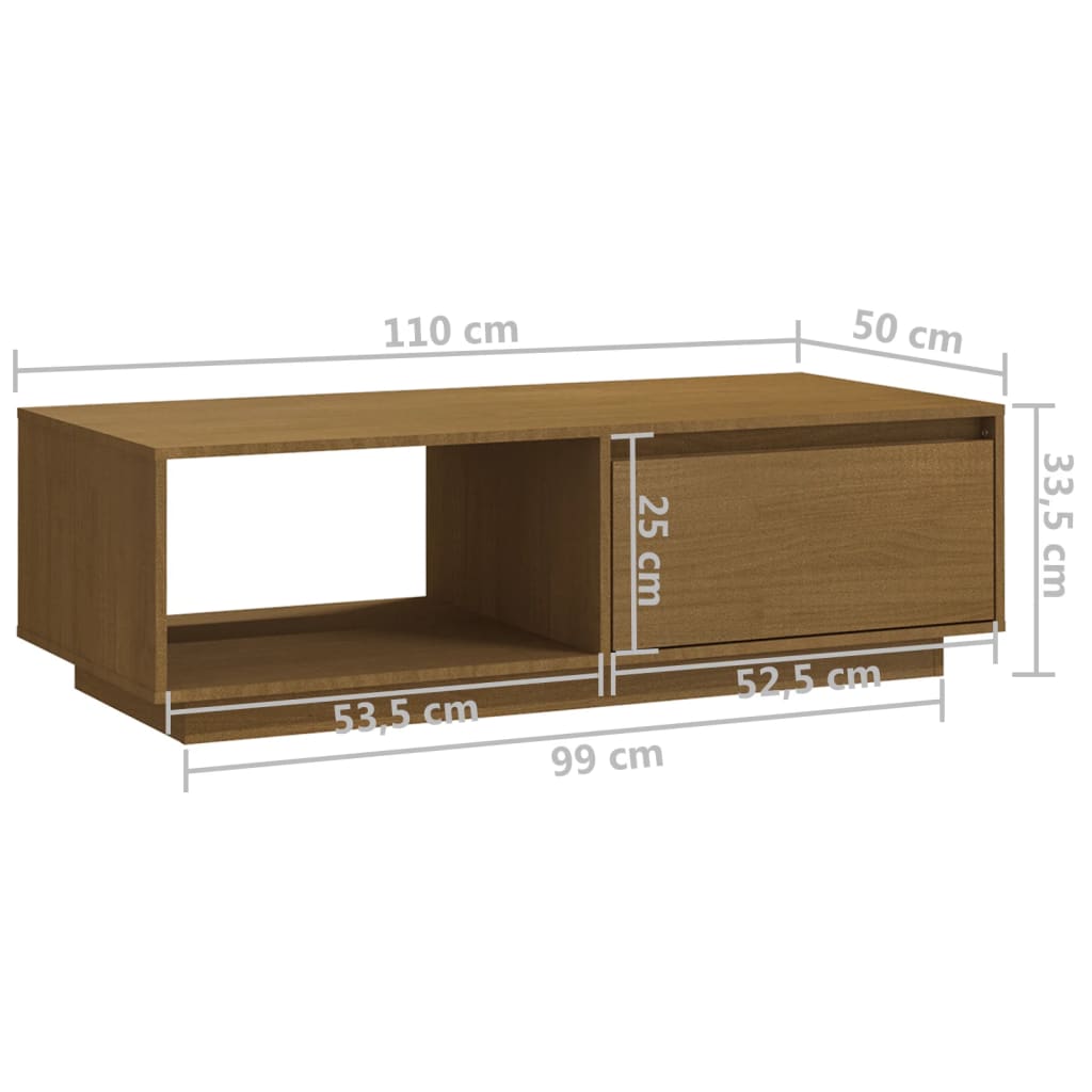 Coffee table 110x50x33.5 cm solid pine honey brown