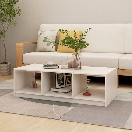 Coffee table 110x50x34 cm solid pine white