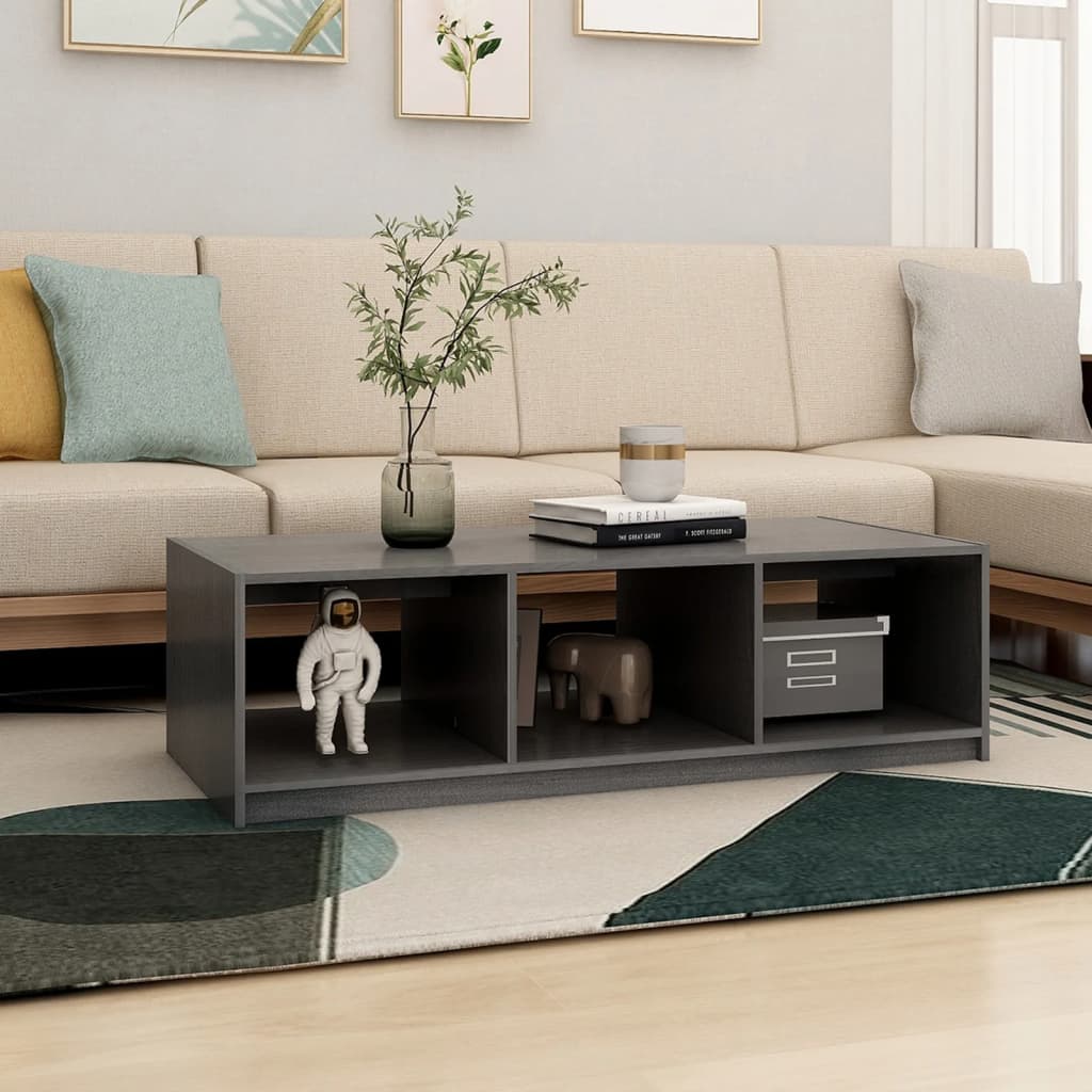 Coffee table 110x50x34 cm solid pine grey