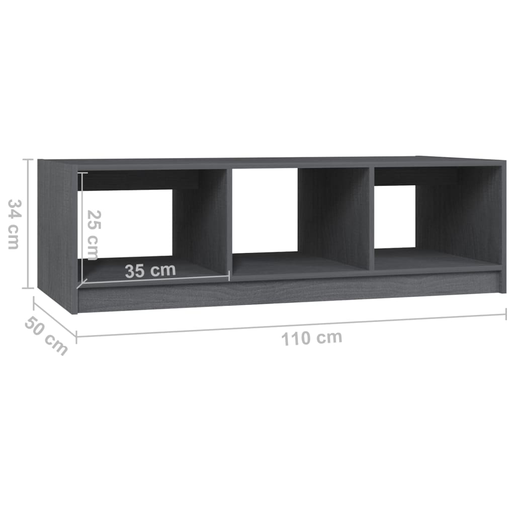 Coffee table 110x50x34 cm solid pine grey