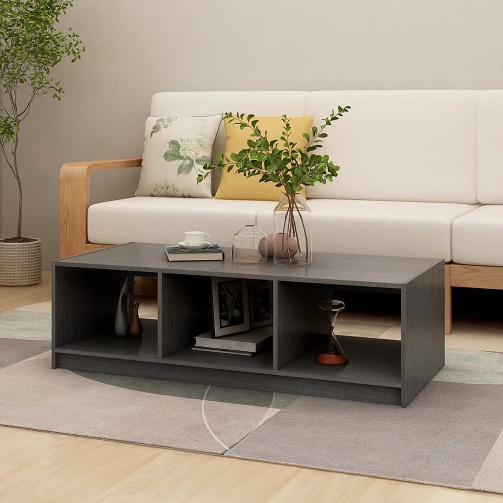 Coffee table 110x50x34 cm solid pine grey