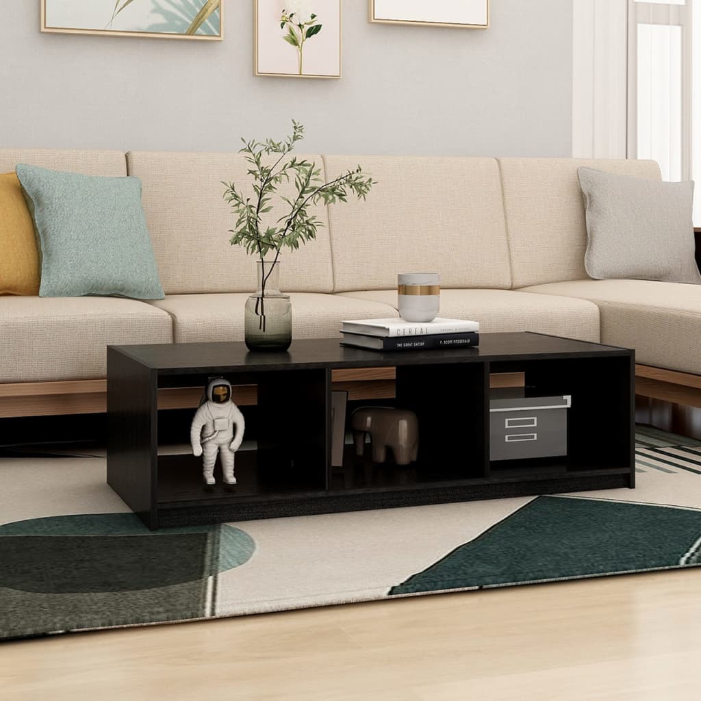 Coffee table 110x50x34 cm solid pine black