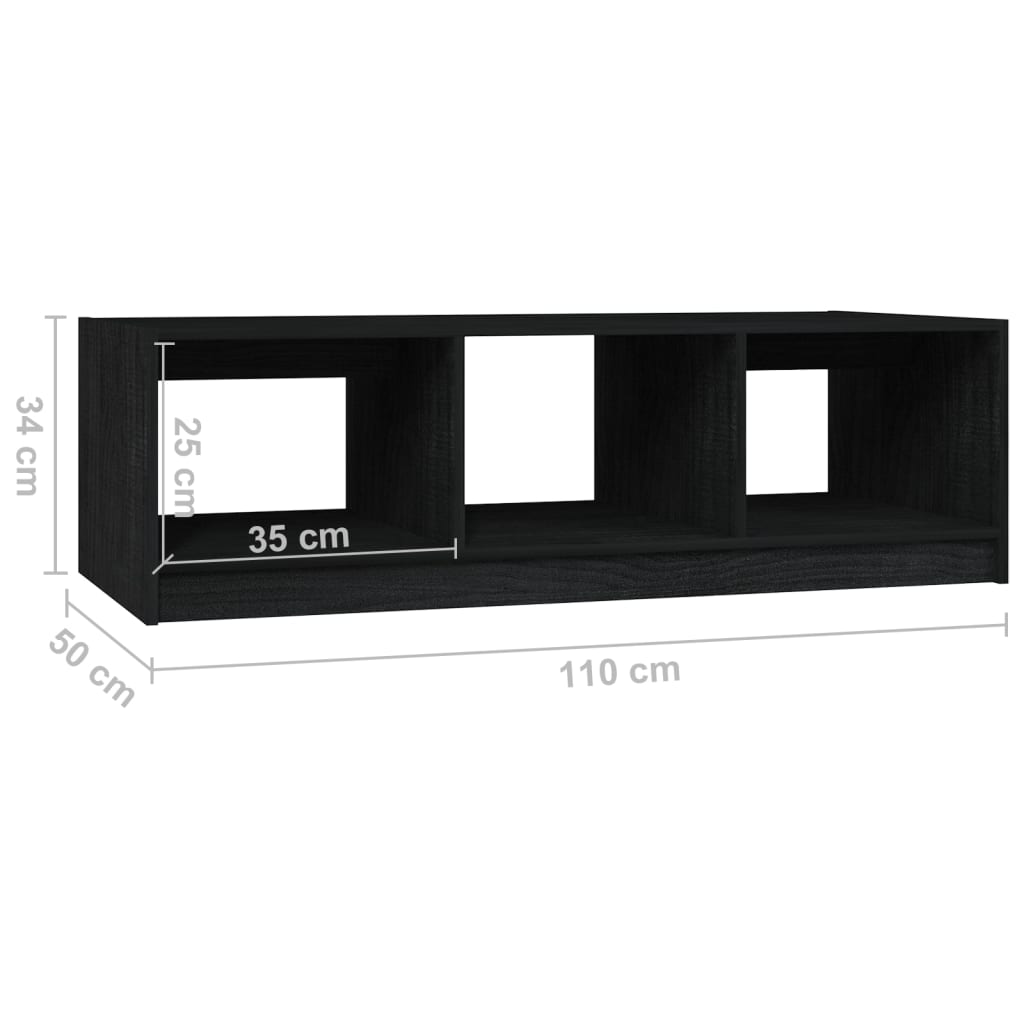 Coffee table 110x50x34 cm solid pine black