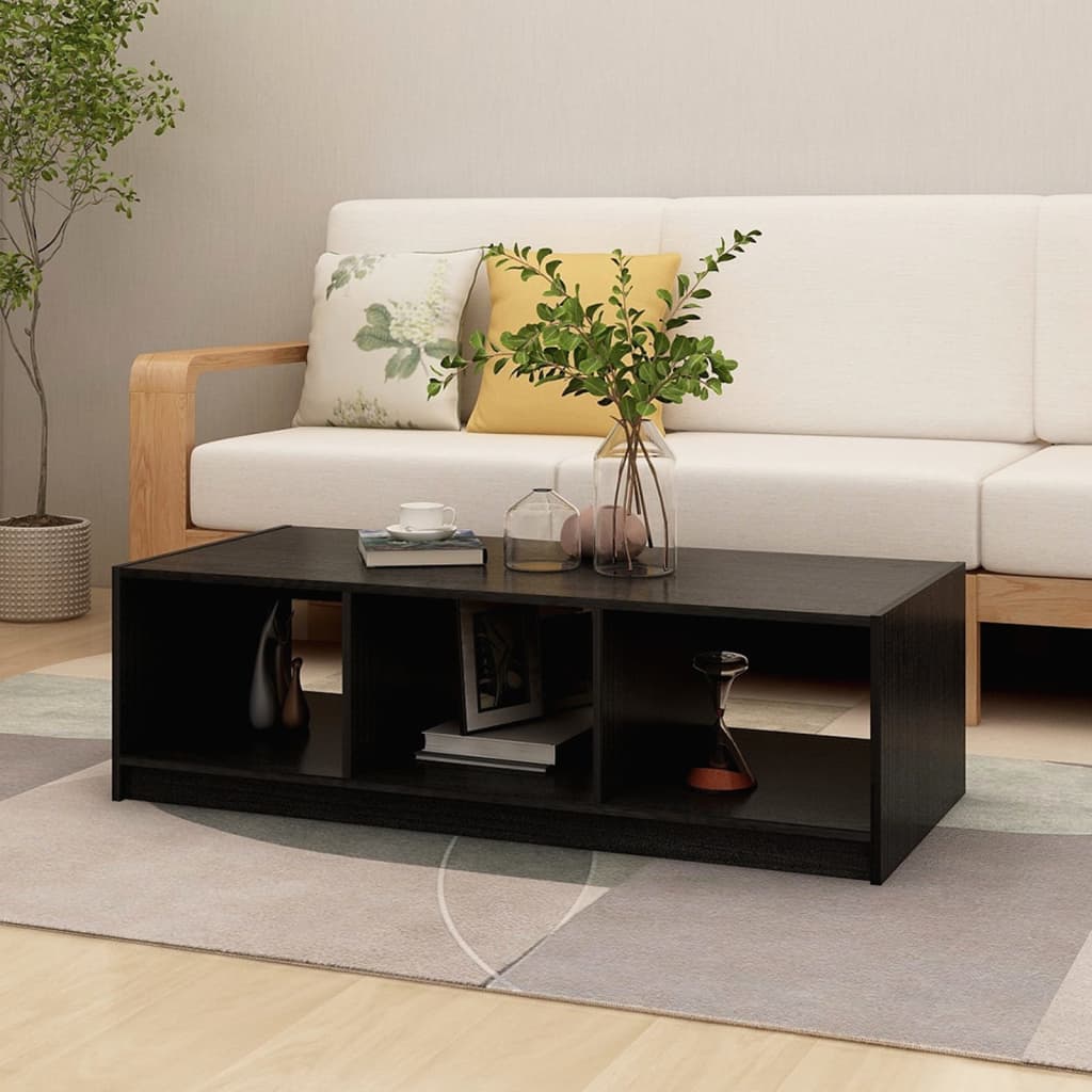Coffee table 110x50x34 cm solid pine black