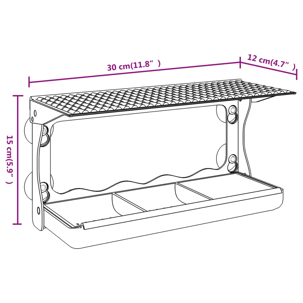 Bird feeders for window 2 pcs acrylic 30x12x15 cm