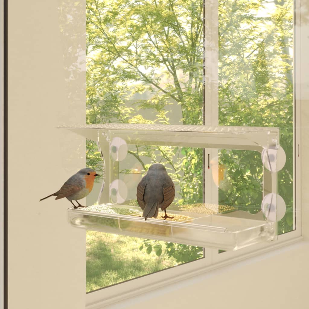 Bird feeders for window 2 pcs acrylic 30x12x15 cm