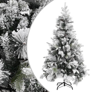 Christmas tree with flocked snow and pine cones 195 cm PVC and PE