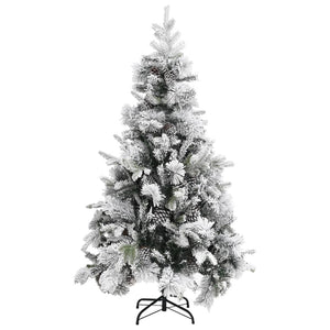 Christmas tree with flocked snow and pine cones 195 cm PVC and PE