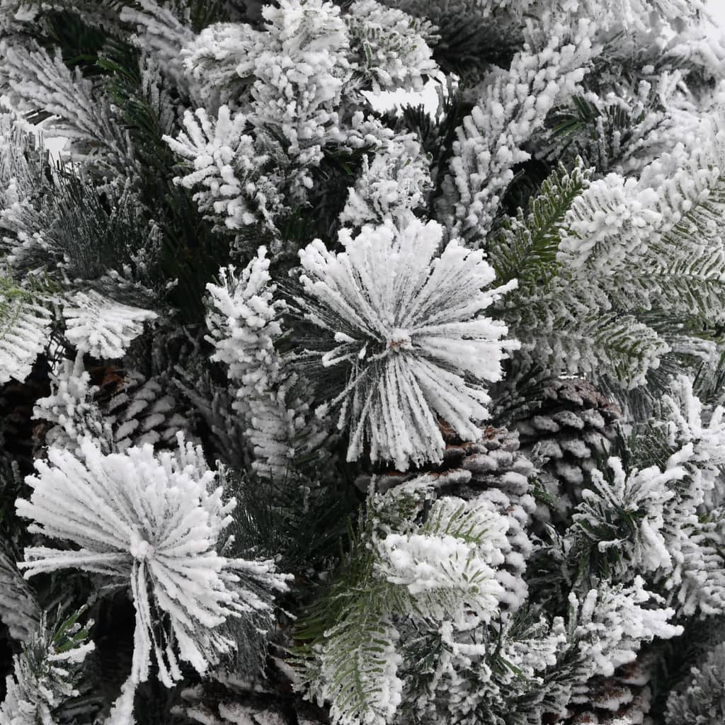 Christmas tree with flocked snow and pine cones 195 cm PVC and PE